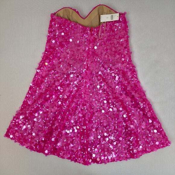 HELSI Fuchsia Pink Strapless Mimi Mini Sequin Dress Sz XS NWT - Picture 4 of 10